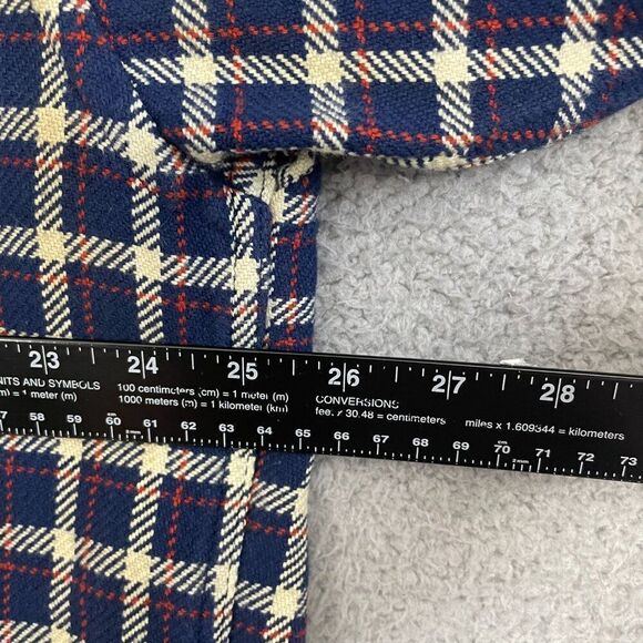 VTG Eddie Bauer shacket Men L Navy Plaid Outdoor Heavy Button Front Flannel - Picture 8 of 9